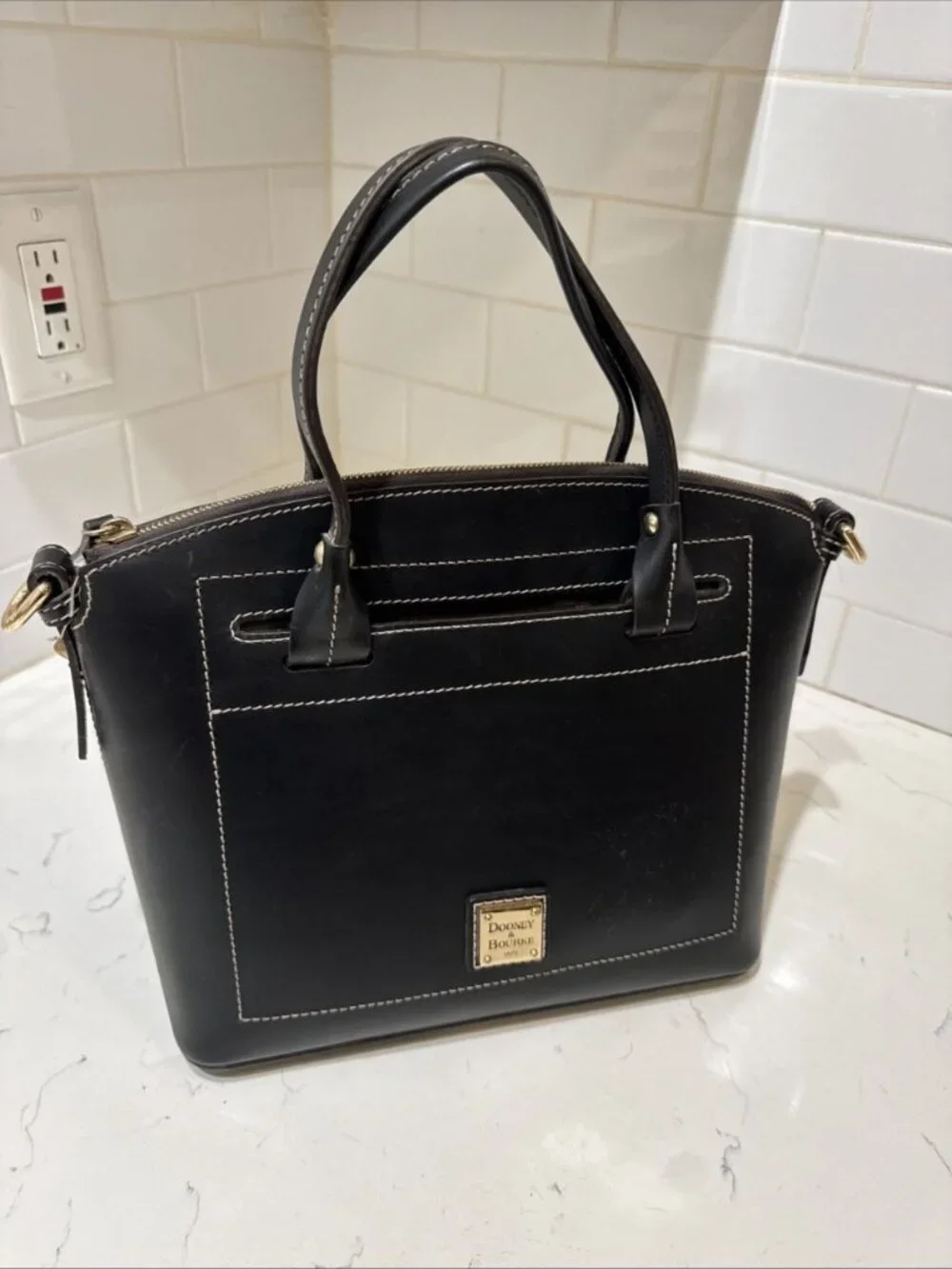 As Is Dooney and Bourke Black Leather Satchel Bag Tote